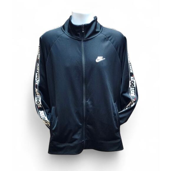 Nike Jacket Men's Size XL Black Track Full Zip Just Do It Taped Sleeve Swoosh - Picture 6 of 8